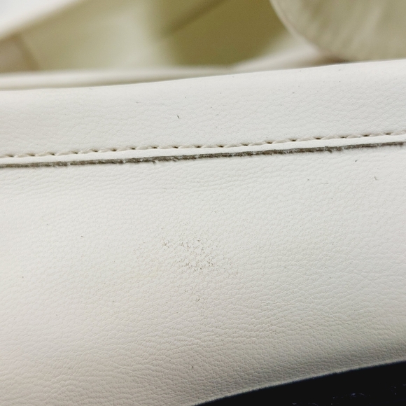 NEW Nordstrom Open Edit White Faux Patent Gold Chunky Academia Loafers C433 - Picture 13 of 14